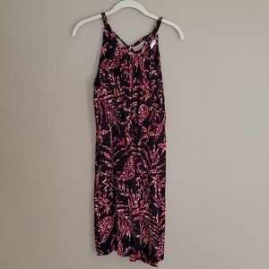 Artisan‎ NY black dress women's medium halter racerback pink floral